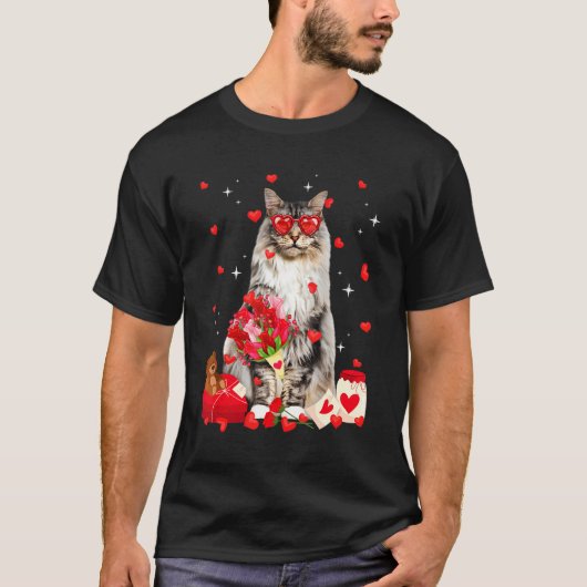 Cute Maine Coon Cat Valentijn Fun Cat Dad Cat Ma T-shirt (Voorkant)