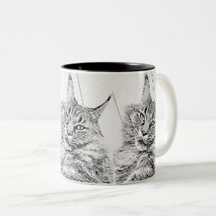 Cute Maine coon cat zwart-wit Tweekleurige Koffiemok