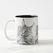 Cute Maine coon cat zwart-wit Tweekleurige Koffiemok (Links)