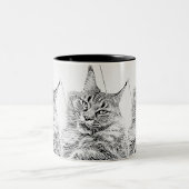 Cute Maine coon cat zwart-wit Tweekleurige Koffiemok (Center)