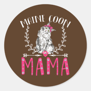 Cute Maine Coon Funny Main Coon Mama Gift Womens Ronde Sticker