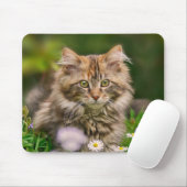 Cute Maine Coon Kitten Cat in Flower Meadow Supply Muismat (Met muis)