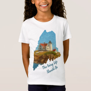 Cute Maine Gezegde Nubble Lighthouse Girl's T-shirt