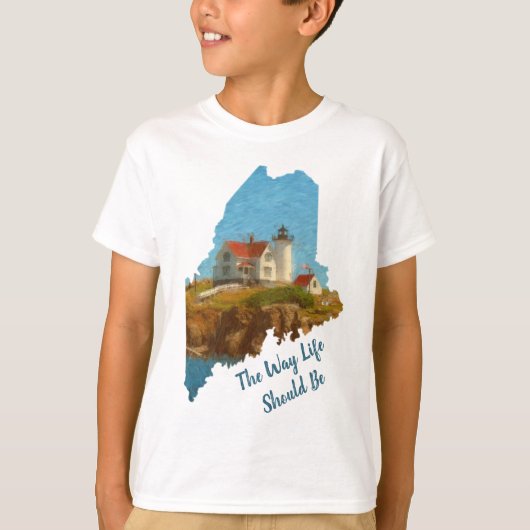 Cute Maine Gezegde Nubble Lighthouse Kinder T-shirt (Voorkant)