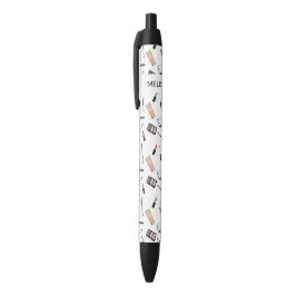 Cute Makeup Theme Pattern & Custom Name Zwarte Inkt Pen