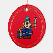Cute Male Automotive Mechanic Kerstannament Keramisch Ornament (Links)