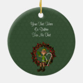 Cute Male Elf Wreath Holiday Foto Ornament (Achterkant)