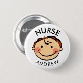 Cute Male Nurse Cartoon Name Ronde Button 5,7 Cm (Voorkant /achterkant)
