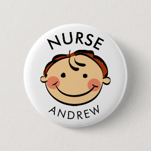 Cute Male Nurse Cartoon Name Ronde Button 5,7 Cm