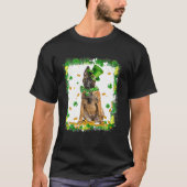 Cute Malinois Dog St Patricks Day Irish Shamrock B T-shirt (Voorkant)