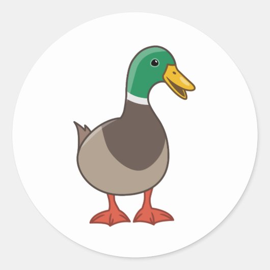 Cute Mallard Duck Ronde Sticker (Voorkant)