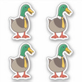 Cute Mallard Duck White Collar Necktie 4 Sticker (Voorkant)