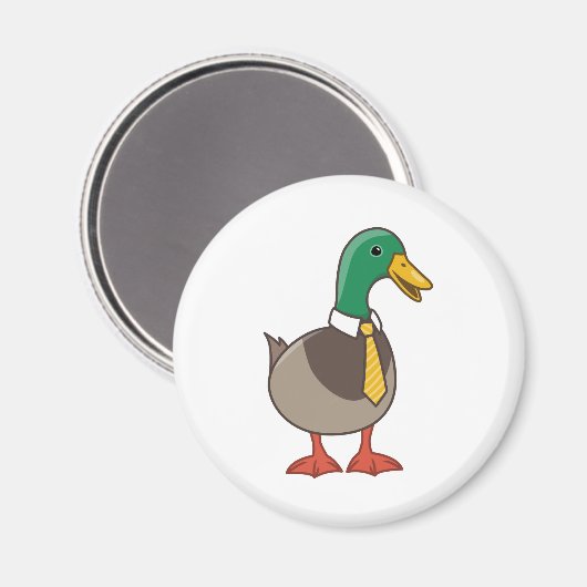 Cute Mallard Duck White Collar Necktie Magneet (Voorkant / Achterkant)