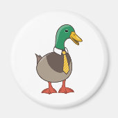 Cute Mallard Duck White Collar Necktie Magneet (Voorkant)