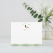 Cute Mallard Gingham Rand Baby Bedankt kaart (Staand voorkant)
