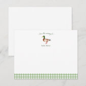 Cute Mallard Gingham Rand Baby Bedankt kaart (Voorkant / Achterkant)