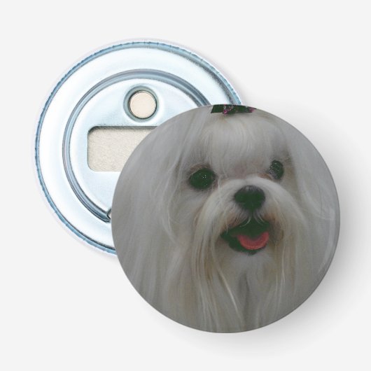 Cute Maltese Button Flesopener (Voorkant)