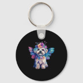 Cute Maltese Dog Angel With Wings  Sleutelhanger (Voorkant)
