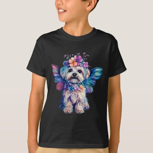 Cute Maltese Dog Angel With Wings T-shirt (Voorkant)