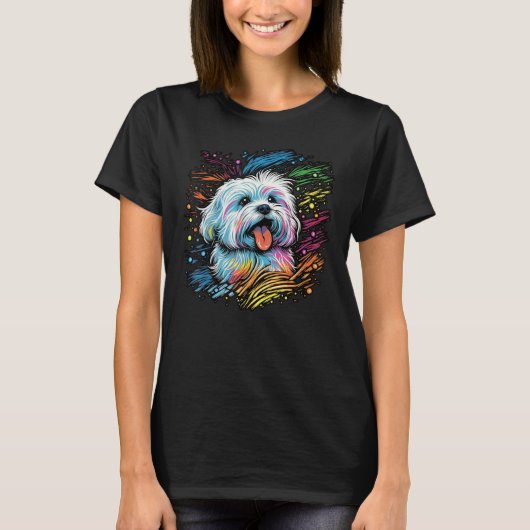 Cute Maltese Dog on Maltese dog  2 T-shirt (Voorkant)
