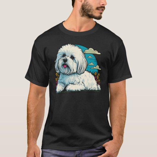 Cute Maltese Dog on Maltese dog 4 T-shirt (Voorkant)