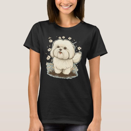 Cute Maltese Dog on Maltese dog 5 T-shirt (Voorkant)