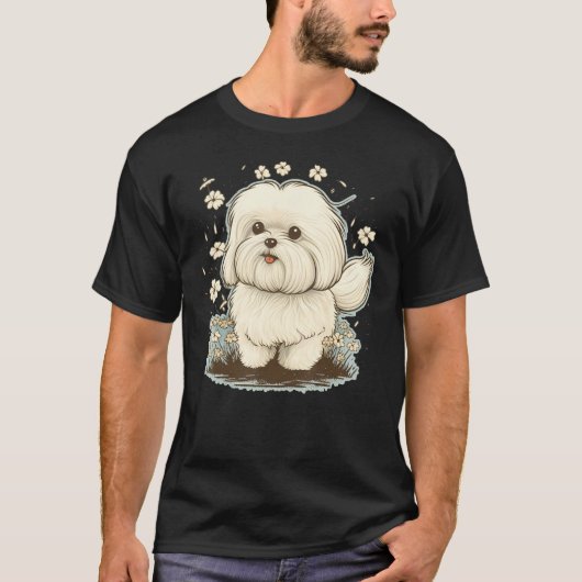 Cute Maltese Dog on Maltese dog 5 T-shirt (Voorkant)