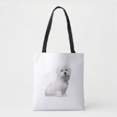 Cute Maltese Dog Sitting Puppy Tote Bag (Voorkant)