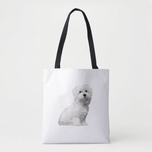Cute Maltese Dog Sitting Puppy Tote Bag (Voorkant)