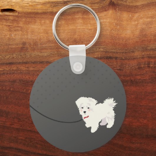 Cute Maltese Dog Sleutelhanger (Voorkant)
