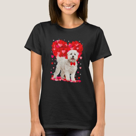 Cute Maltese Dog Valentines Day Heart Puppy Lover T-shirt (Voorkant)