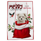Cute Maltese puppy Dog Kerstmis Medium Cadeauzakje (Achterkant)