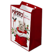 Cute Maltese puppy Dog Kerstmis Medium Cadeauzakje (Achterkant Gekanteld)