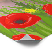 Cute Maltese witte puppy hond in bloementuin kunst Poster (Hoek)