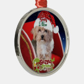 Cute Maltipoo puppy Kerstaneel Metalen Ornament (Rechts)
