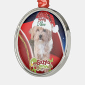 Cute Maltipoo puppy Kerstaneel Metalen Ornament (Links)