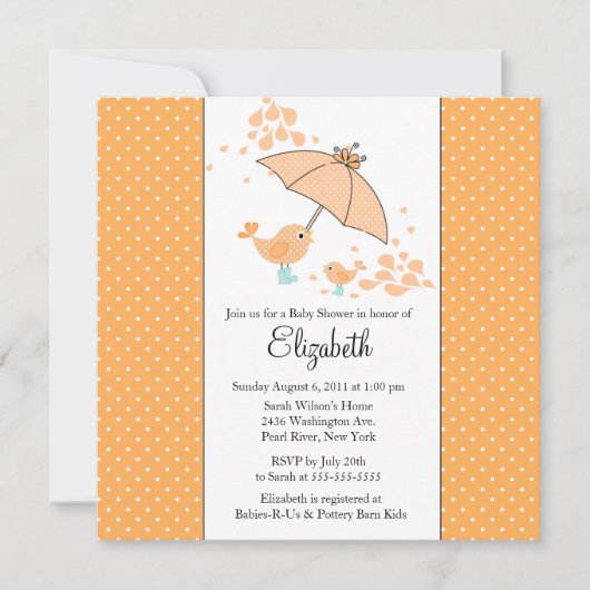 CUTE Mam & Baby Bird Baby shower Invitation Kaart (Voorkant)