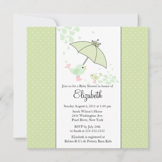 CUTE Mam & Baby Bird Baby shower Invitation Kaart (Voorkant)