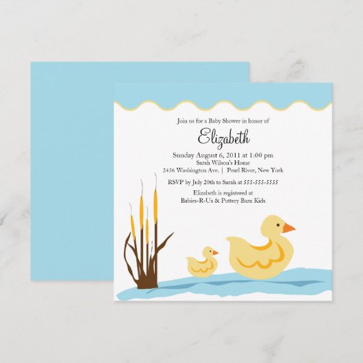 CUTE Mam & Baby Duck Baby shower Uitnodiging (Voorkant / Achterkant)
