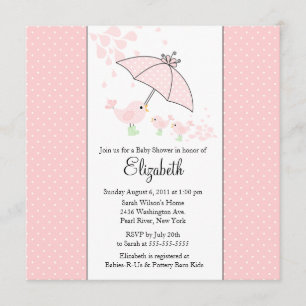 CUTE Mam & Baby TWINS Bird Baby shower Invitation Kaart
