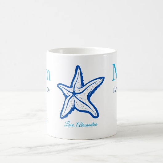 Cute mam Blue Starfish Beachy Coffee Mok (Center)