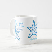 Cute mam Blue Starfish Beachy Coffee Mok (Voorkant links)
