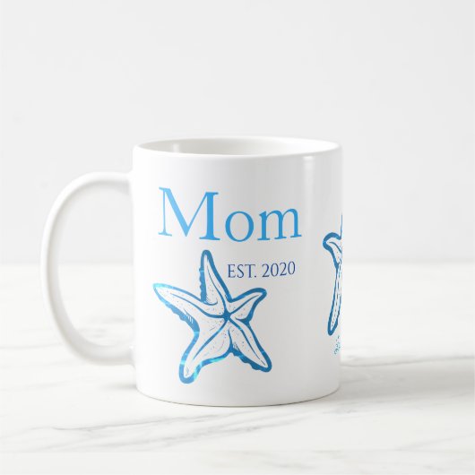 Cute mam Blue Starfish Beachy Coffee Mok (Links)
