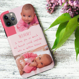 Cute mam gedicht met 2 babymeisjesfoto's Roze Case-Mate iPhone Case