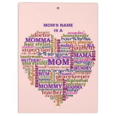 Cute Mam Moederdag Word Art Heart, gepersonaliseer Klembord (Achterkant)