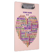 Cute Mam Moederdag Word Art Heart, gepersonaliseer Klembord (Rechts)