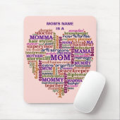 Cute Mam Moederdag Word Art Heart, gepersonaliseer Muismat (Met muis)