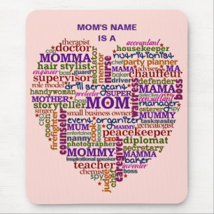 Cute Mam Moederdag Word Art Heart, gepersonaliseer Muismat