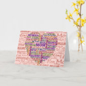 Cute Mam Moederdag Word Art Heart Kaart (Gele Bloem)