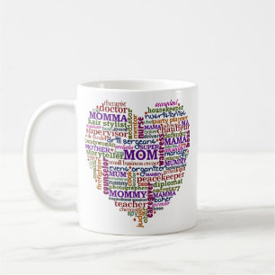 Cute Mam Moederdag Word Art Heart Koffiemok